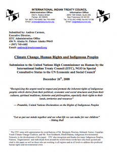 Climate Change, Human Rights and Indigenous Peoples Climate Change, Human Rights and Indigenous Peoples