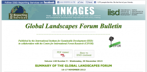 SUMMARY OF THE GLOBAL LANDSCAPES FORUM 16-17 NOVEMBER 2013 SUMMARY OF THE GLOBAL LANDSCAPES FORUM 16-17 NOVEMBER 2013